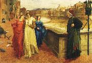 Henry Holiday Dante meets Beatrice at Ponte Santa Trinita oil painting on canvas